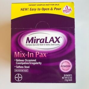 MiraLAX Mix In Pax 20 Travel Packets Exp 3/2026